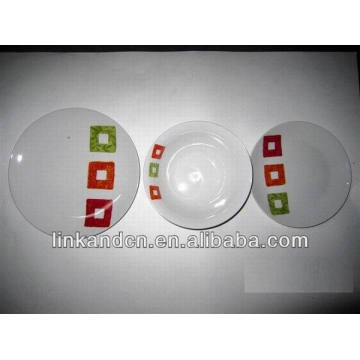 Haonai 12pcs white custom design dinner plate sets